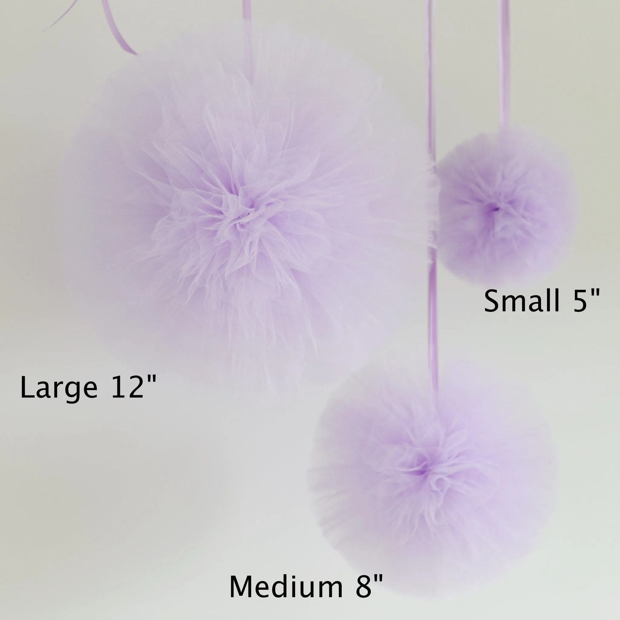 5 large size tulle pom poms set