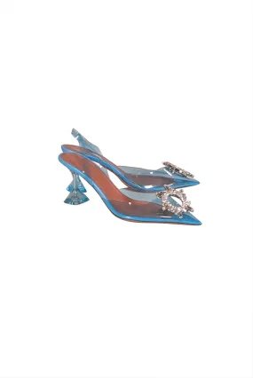 Amina Muaddi - Sky Blue Transparent "Begum 95mm" Pumps Sz 9.5