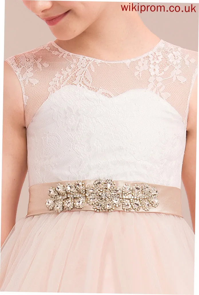 Ball-Gown/Princess Dress With Neck Scoop Flower Sleeveless Beading Floor-length Lori - Satin/Tulle/Lace Flower Girl Dresses Girl