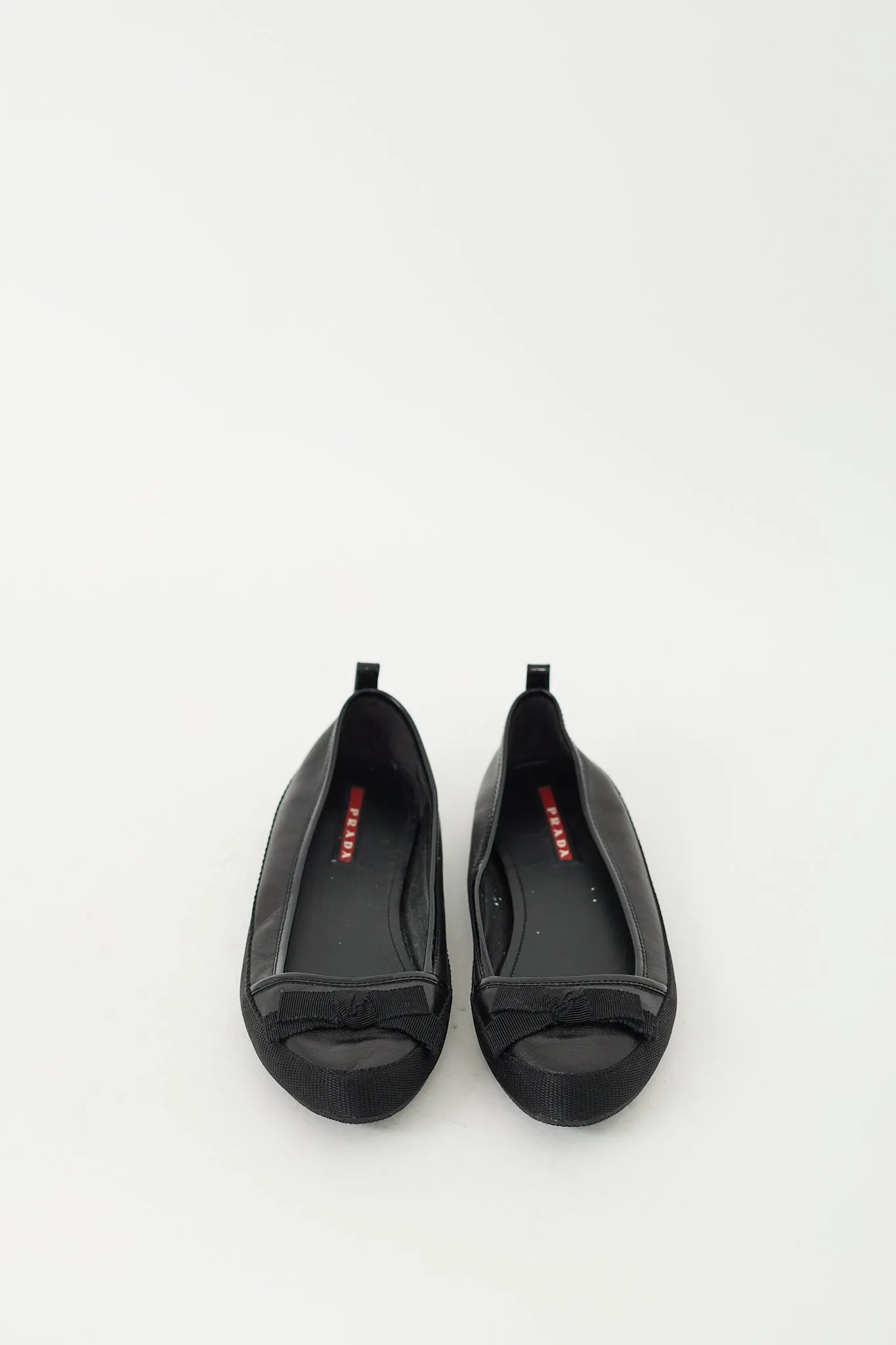 Black Leather Trimmed Ballet Flat
