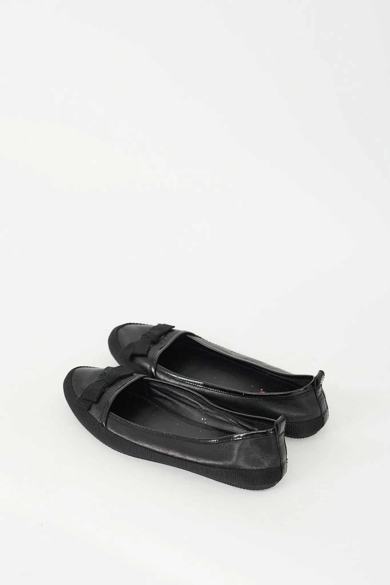 Black Leather Trimmed Ballet Flat