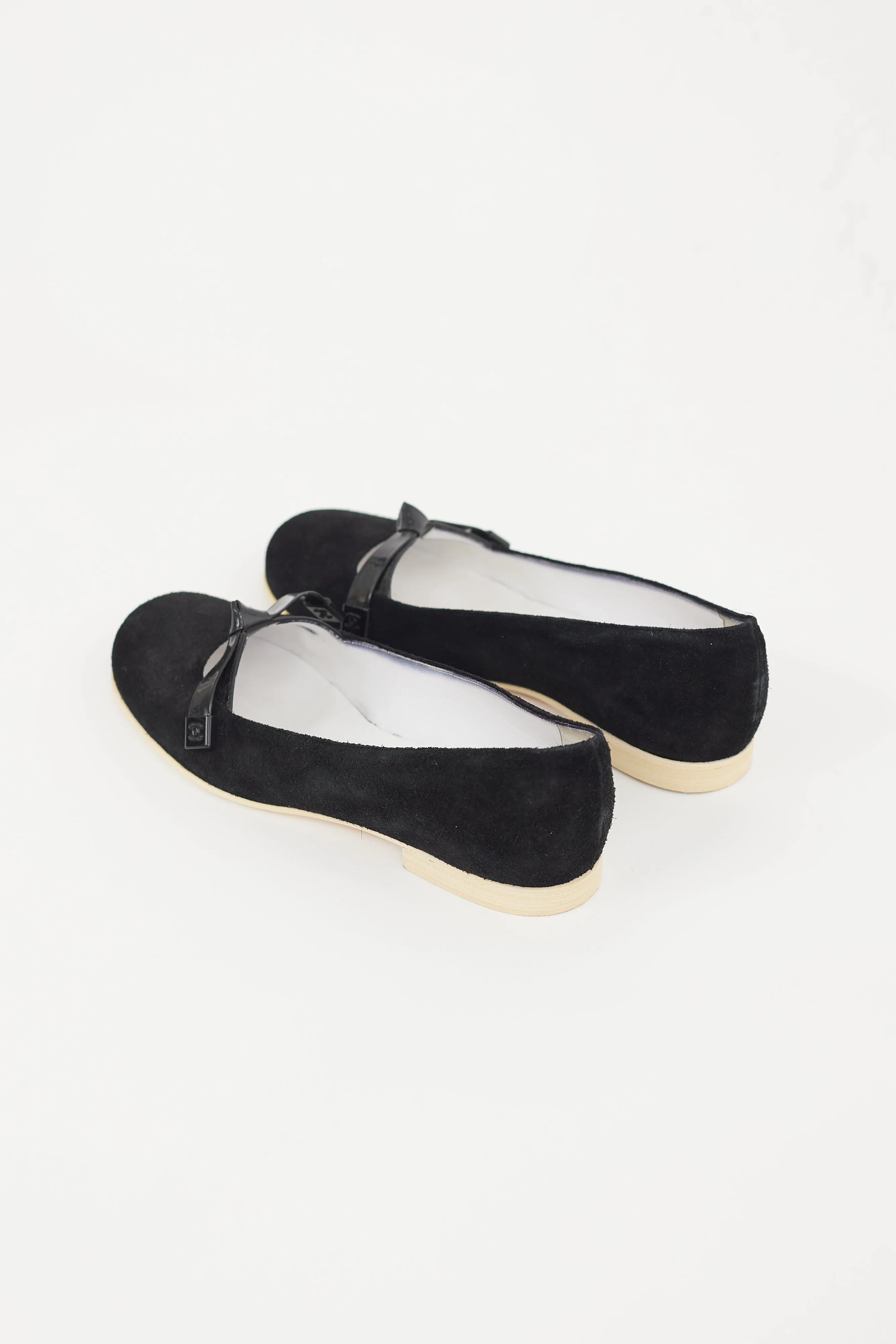 Black Suede Bow Flat