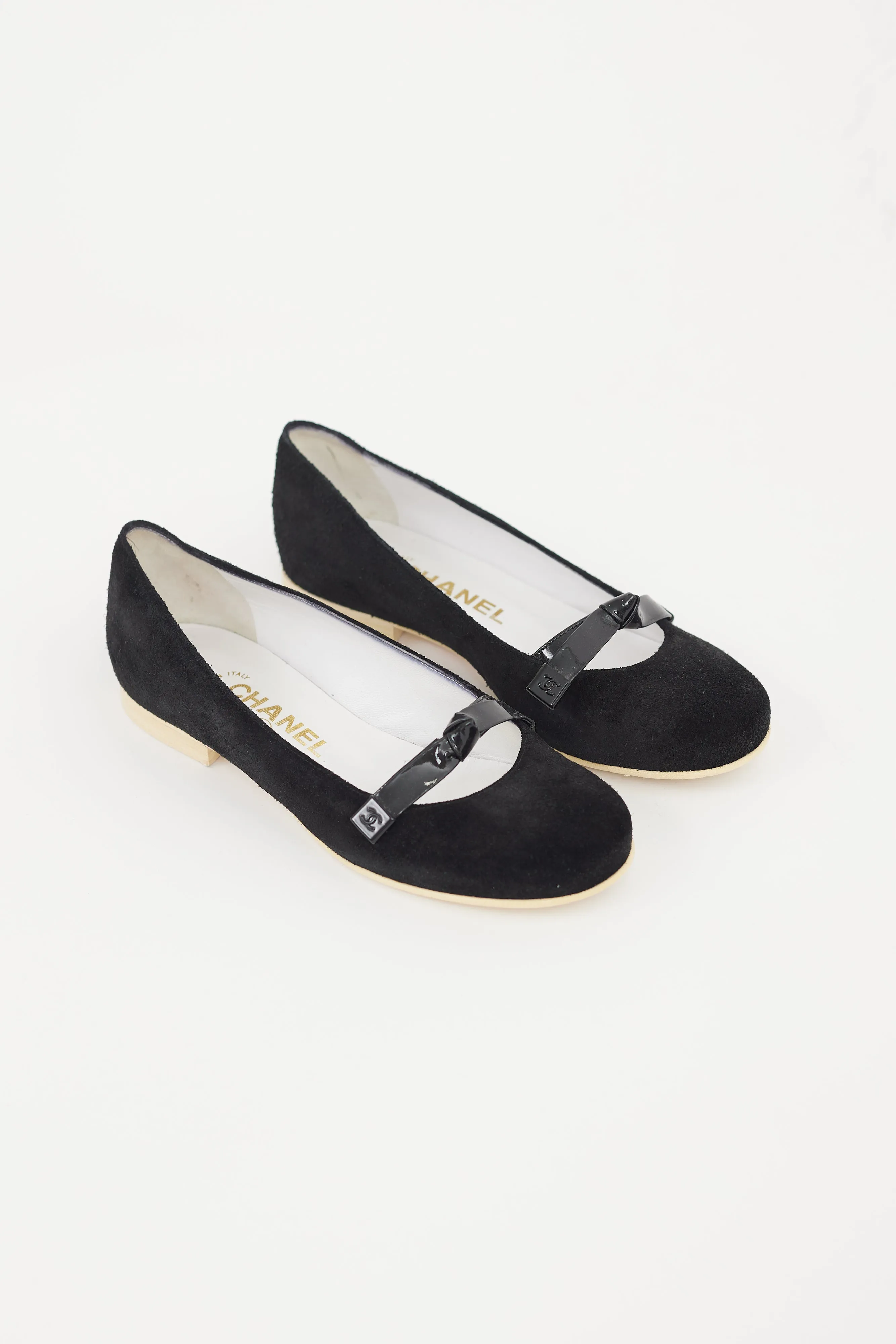 Black Suede Bow Flat