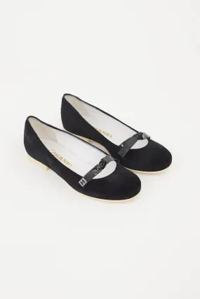Black Suede Bow Flat