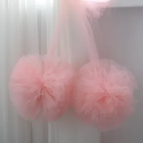 Blush pink tulle pom pom