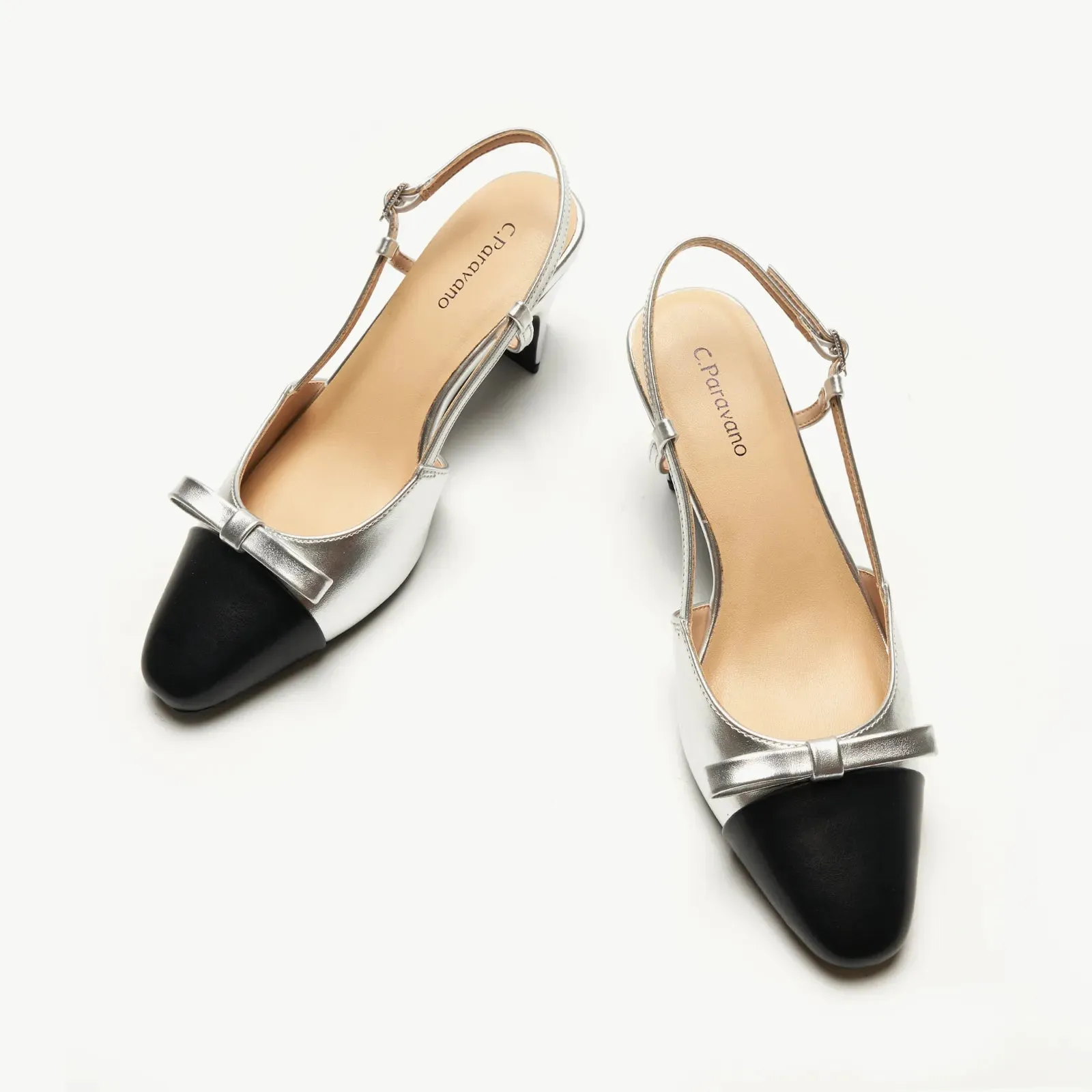Bow Detail Colorblock Slingback Pumps (Jessica B) Social