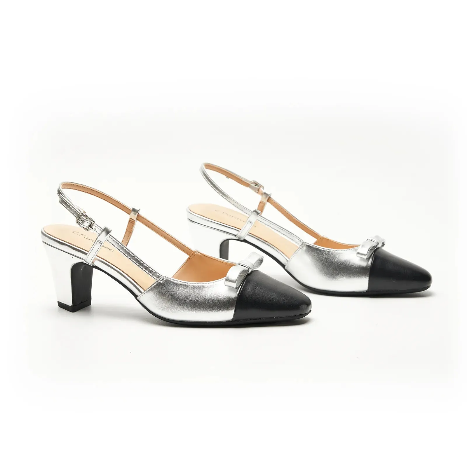 Bow Detail Colorblock Slingback Pumps (Jessica B) Social
