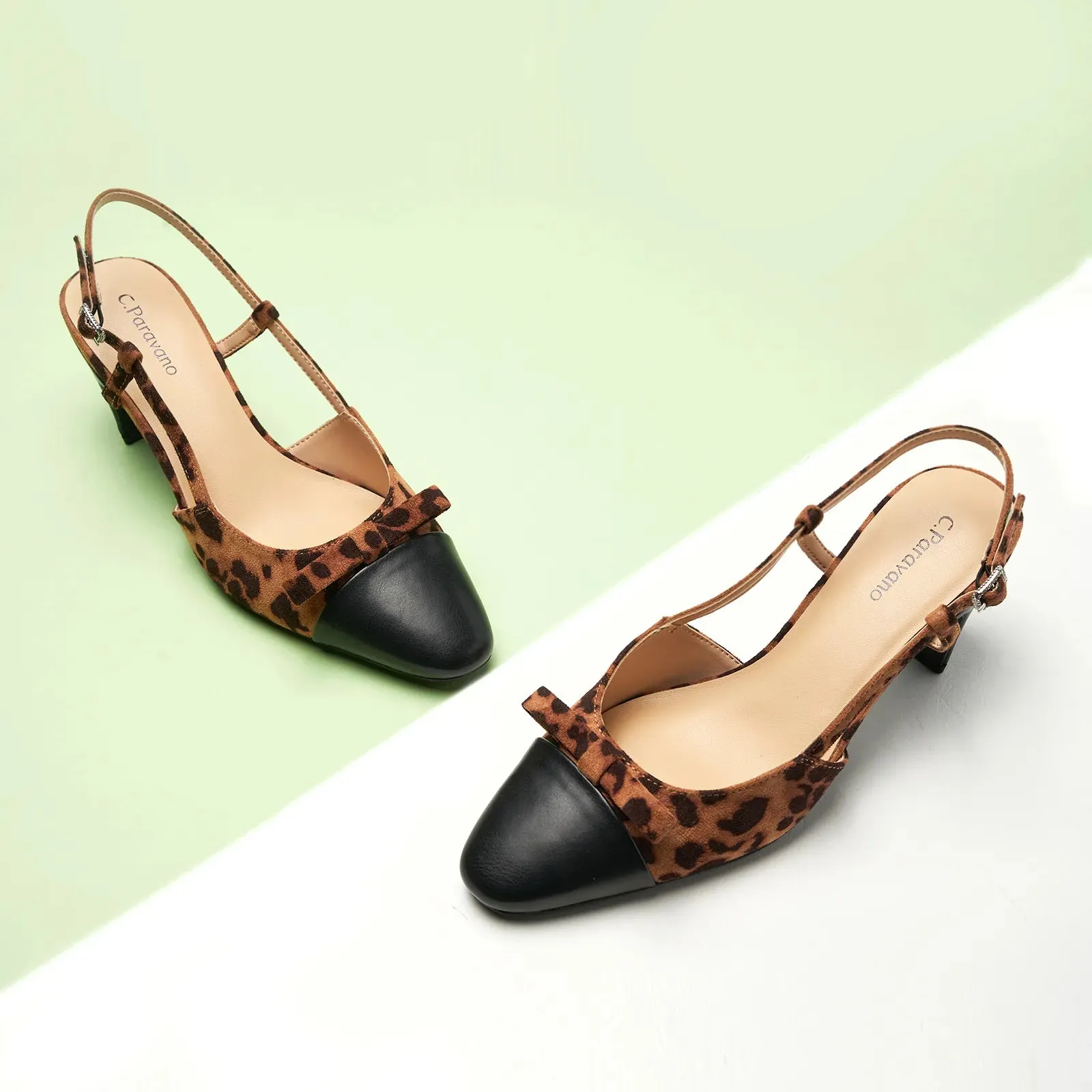 Bow Detail Colorblock Slingback Pumps (Jessica B) Social