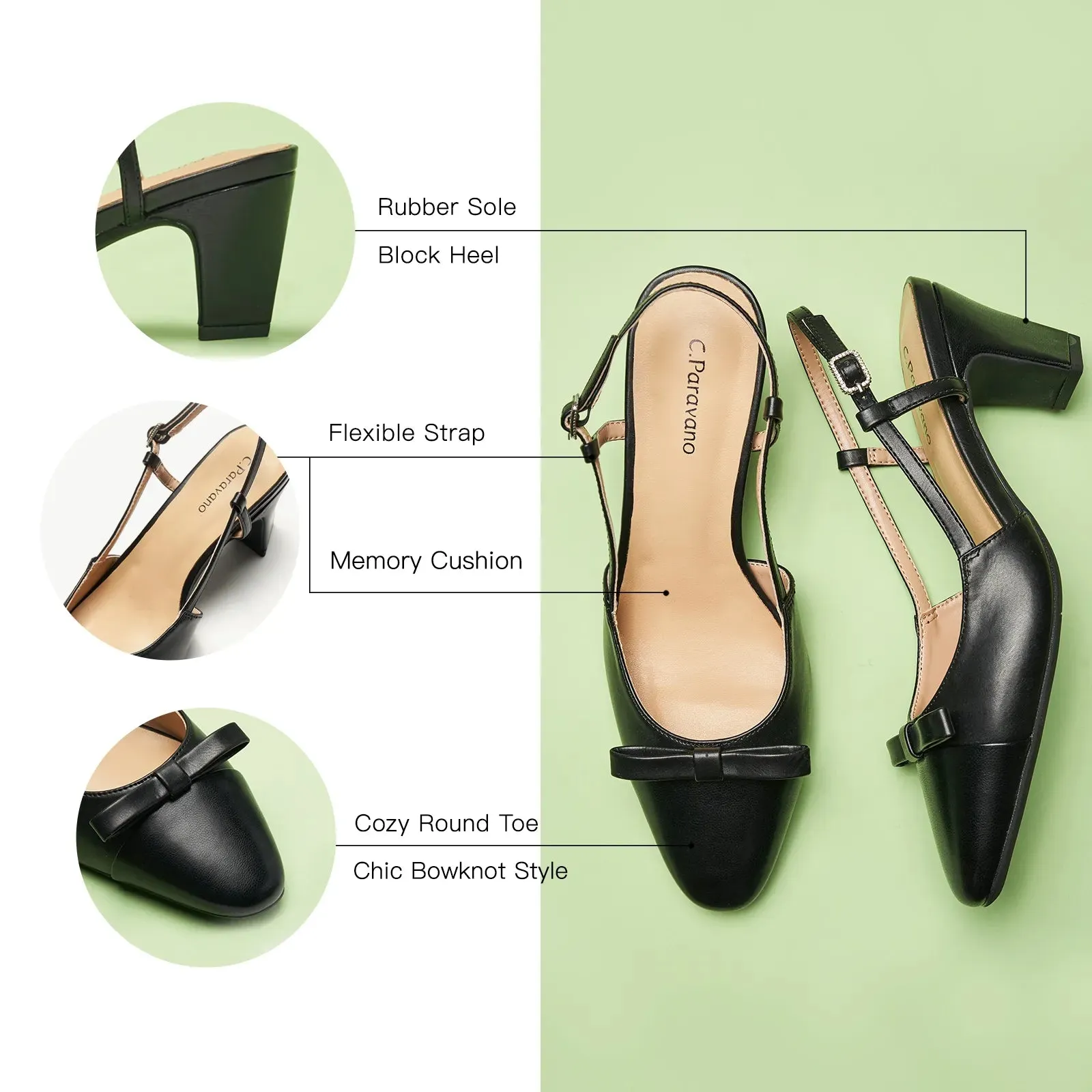 Bow Detail Colorblock Slingback Pumps (Jessica B) Social