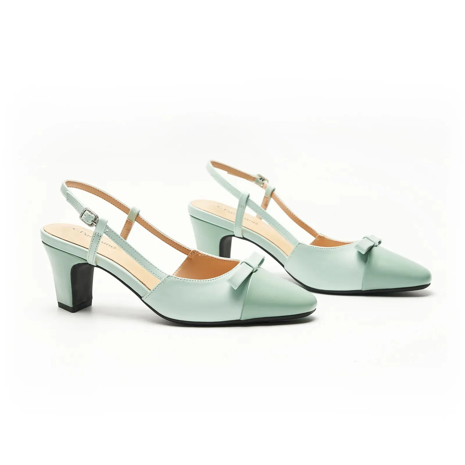 Bow Detail Colorblock Slingback Pumps (Jessica B) Social