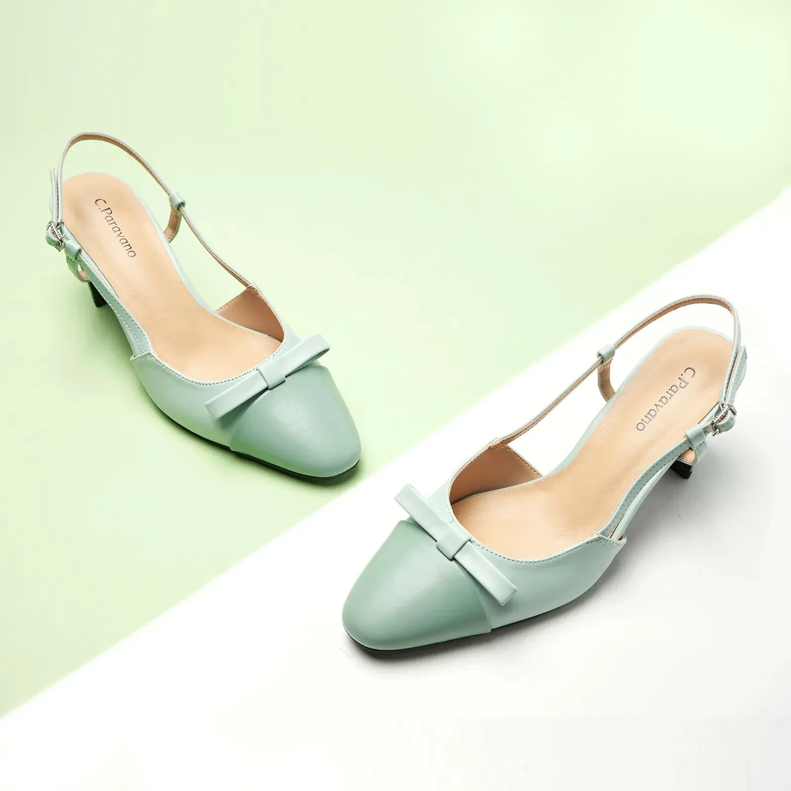Bow Detail Colorblock Slingback Pumps (Jessica B) Social