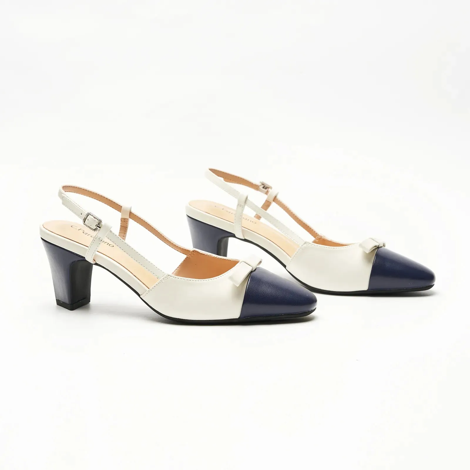 Bow Detail Colorblock Slingback Pumps (Jessica B) Social