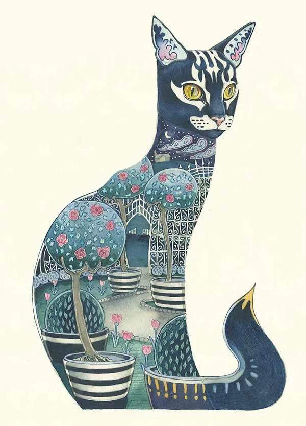 Cat at Night - Card