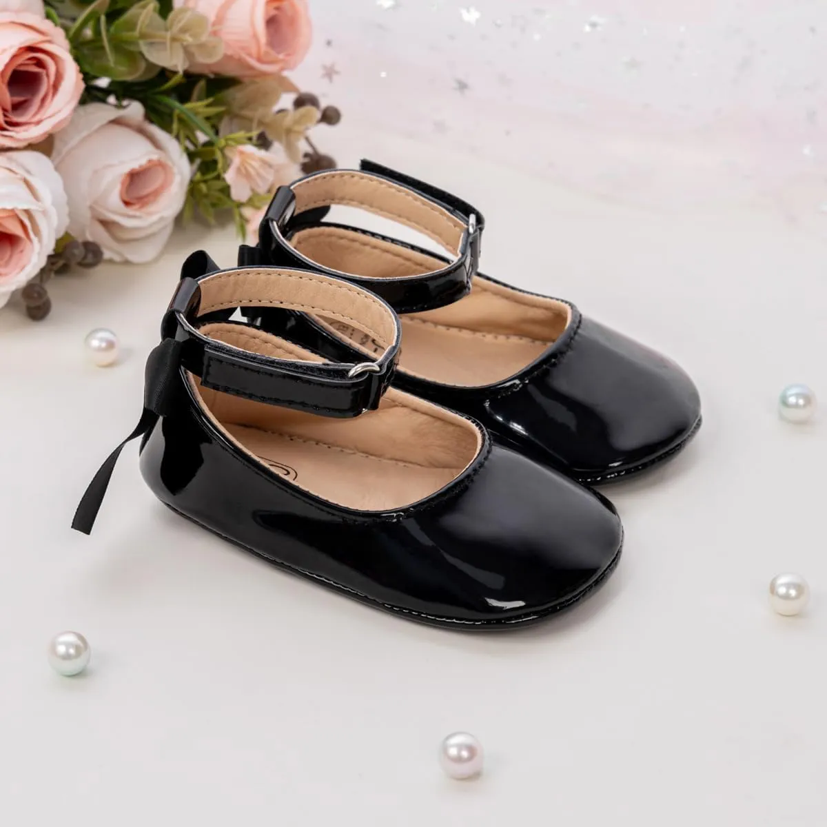 CENCIRILY Infant Baby Girls Mary Jane Flats Non Slip Soft Sole Prewalker Princess Wedding Dress Shoes