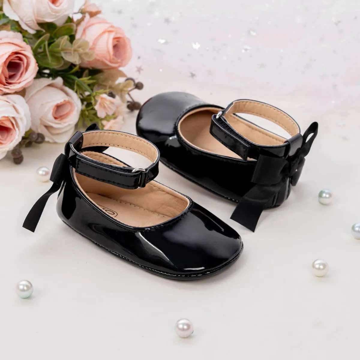 CENCIRILY Infant Baby Girls Mary Jane Flats Non Slip Soft Sole Prewalker Princess Wedding Dress Shoes
