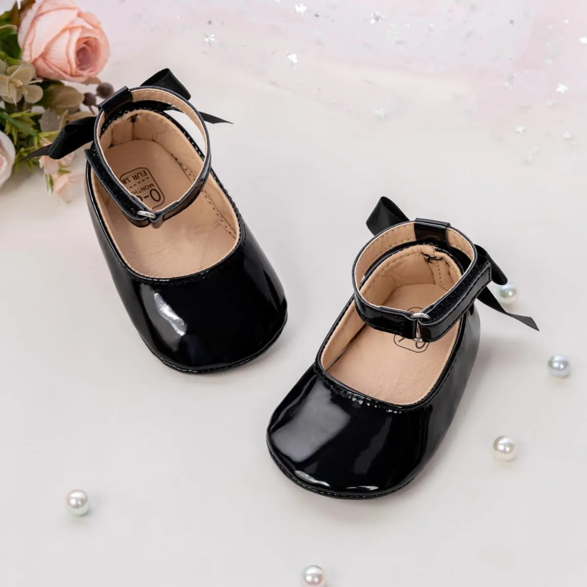 CENCIRILY Infant Baby Girls Mary Jane Flats Non Slip Soft Sole Prewalker Princess Wedding Dress Shoes