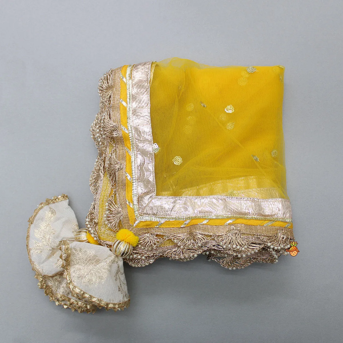 Chanderi Embroidered Top With Lehenga And Net Dupatta
