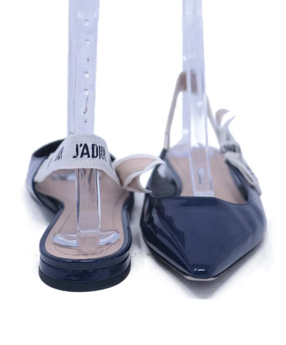 Christian Dior Navy Patent Leather Slingbacks sz 8