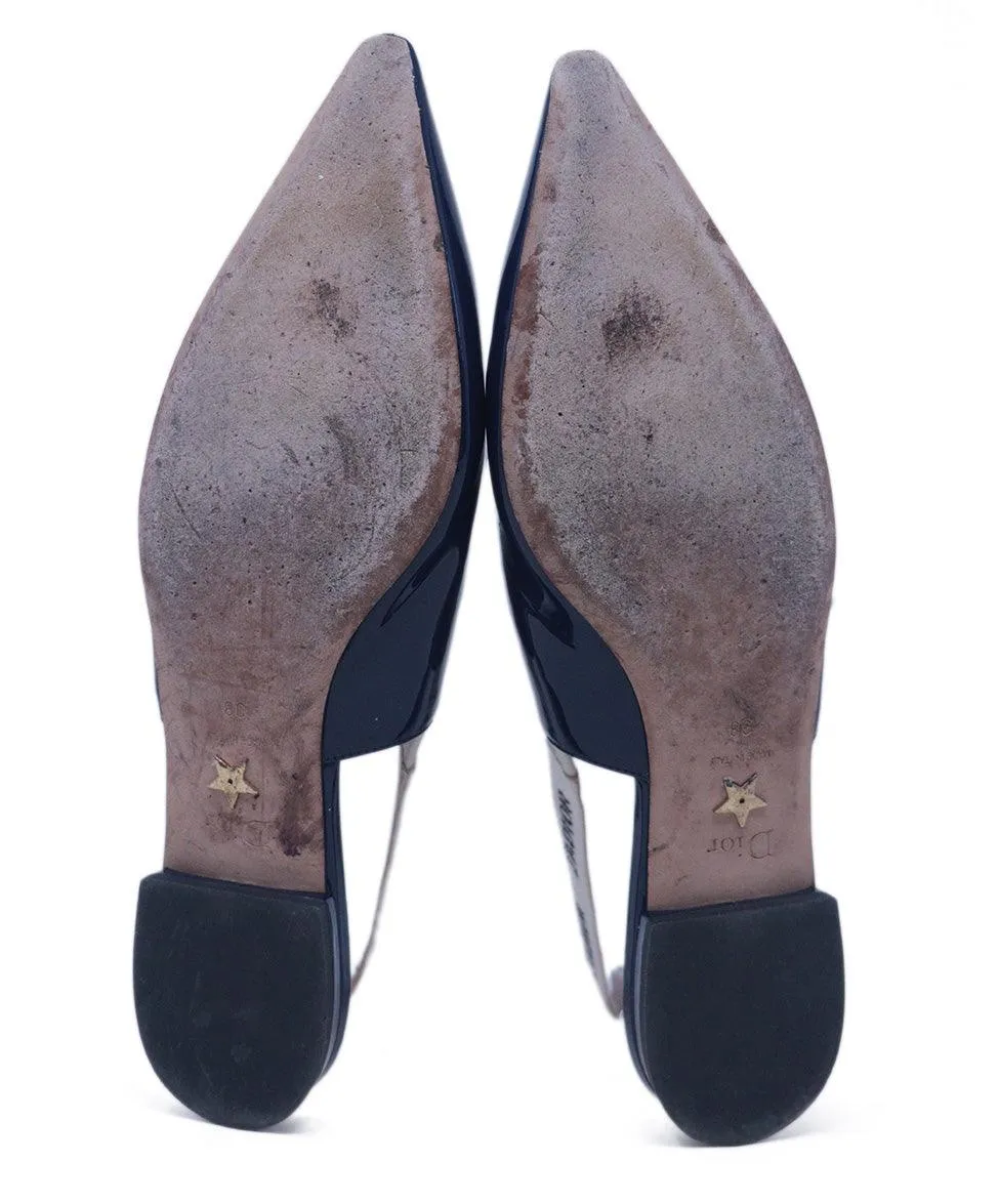 Christian Dior Navy Patent Leather Slingbacks sz 8