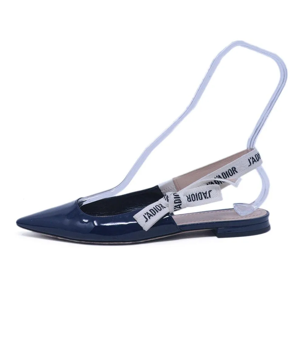 Christian Dior Navy Patent Leather Slingbacks sz 8