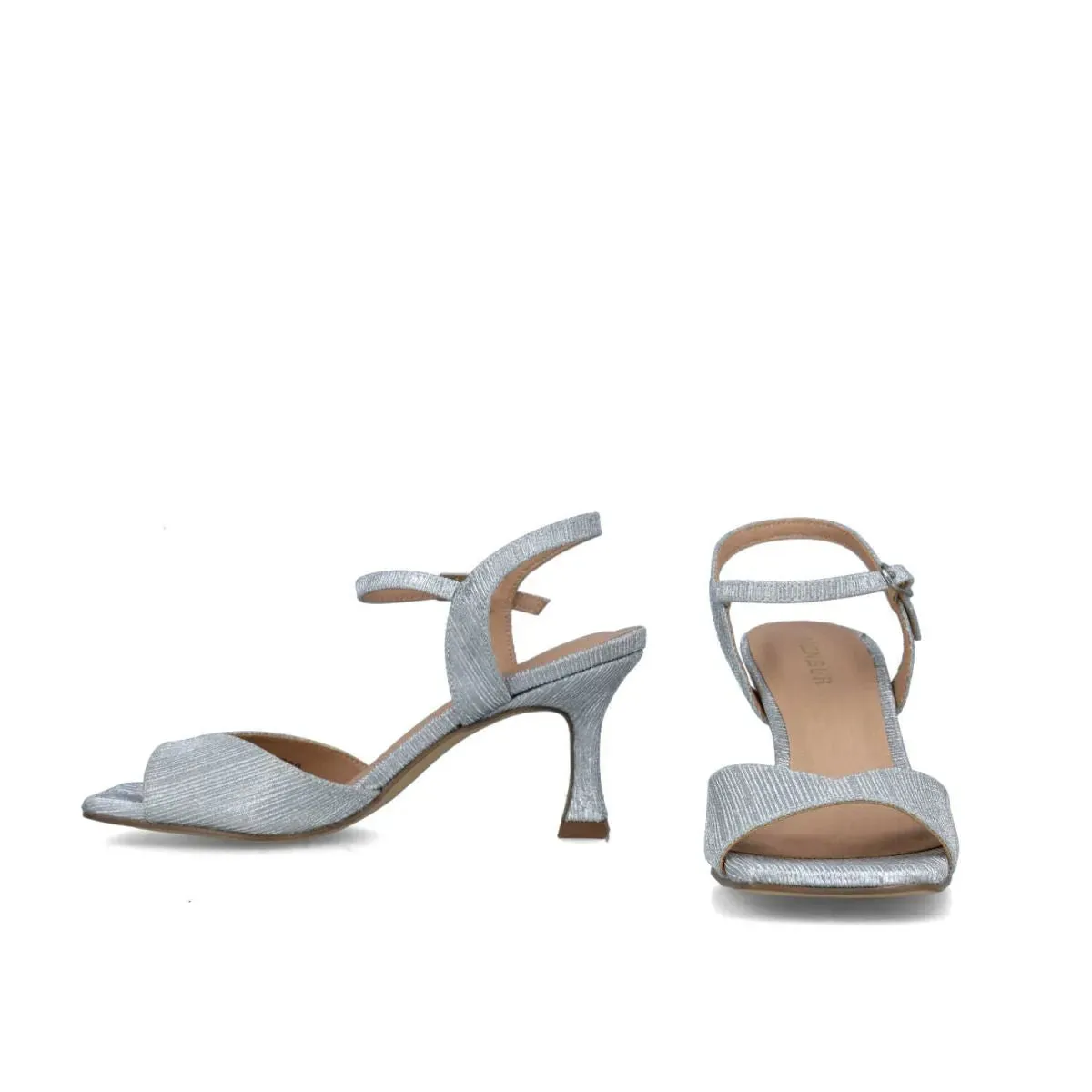 City Chic Mid-Heel Square Toe Silver Sandals