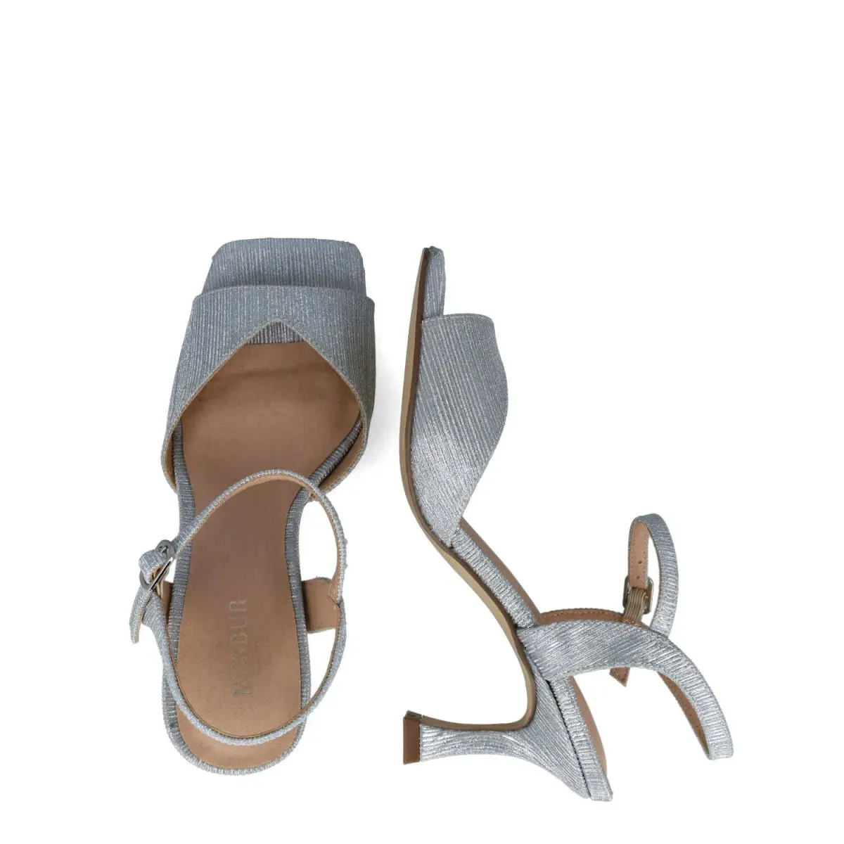 City Chic Mid-Heel Square Toe Silver Sandals