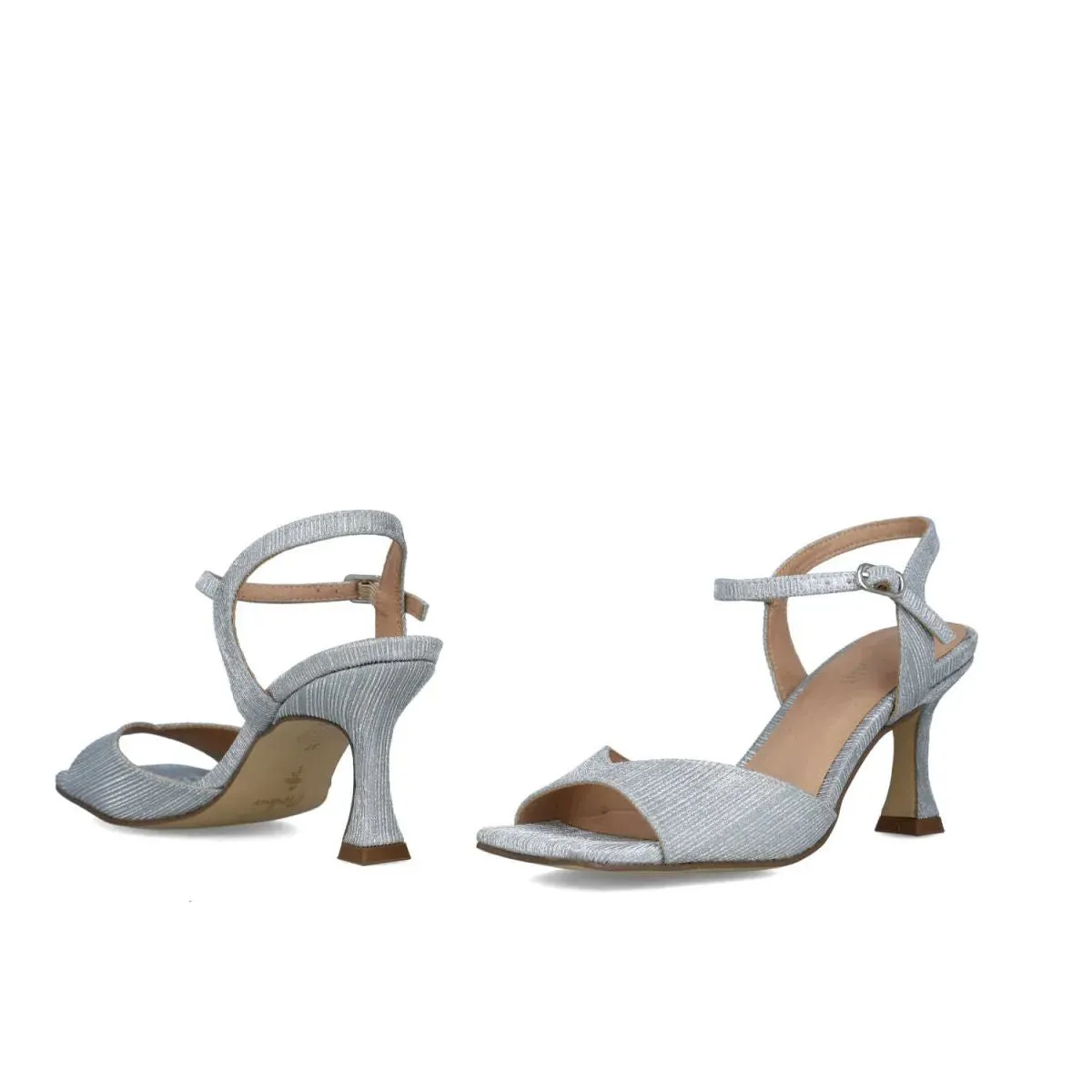 City Chic Mid-Heel Square Toe Silver Sandals