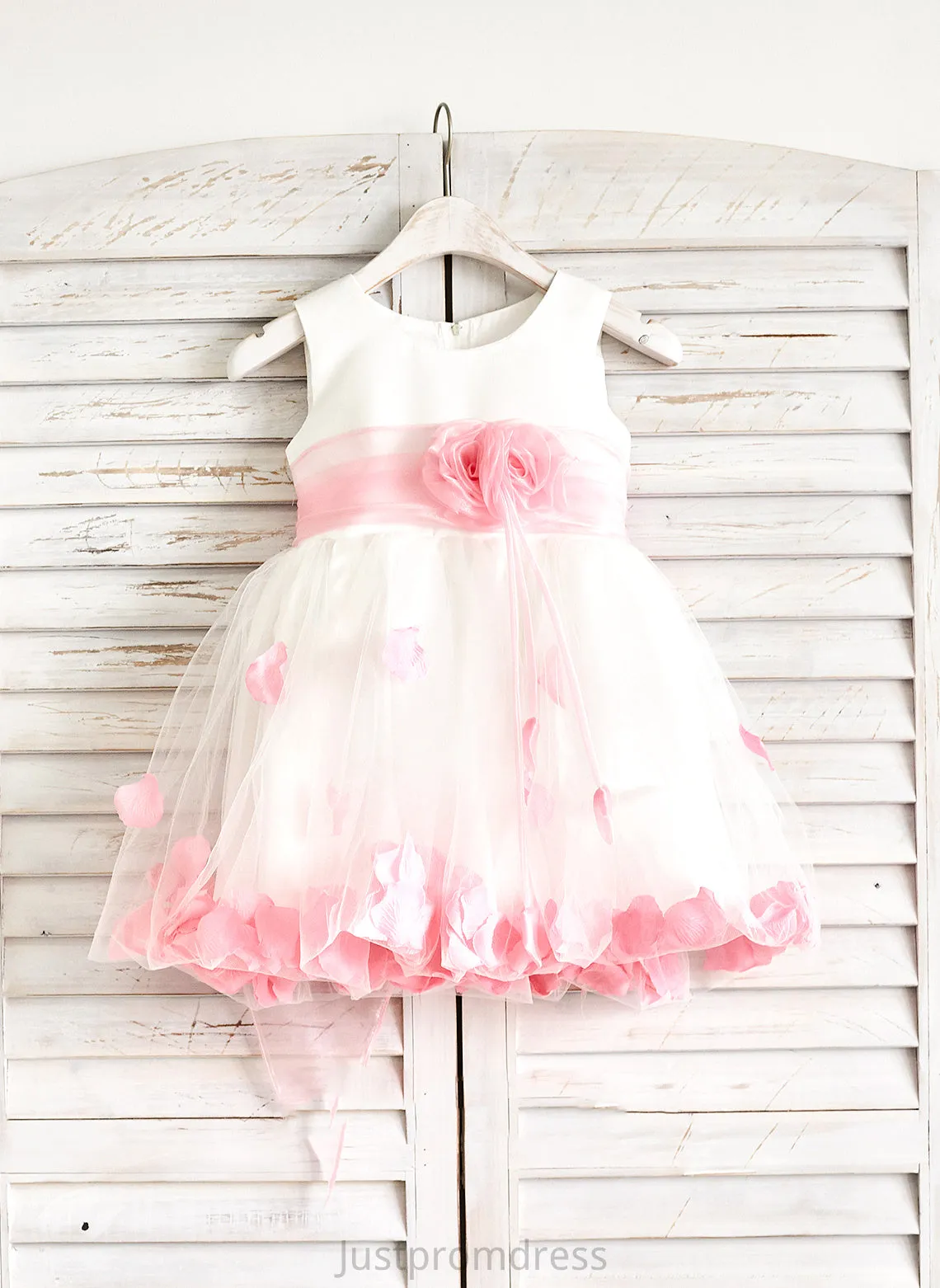 Claire Girl Flower(s) Dress With Sleeveless - Neck Scoop Flower Girl Dresses A-Line Flower Organza/Satin/Tulle Knee-length