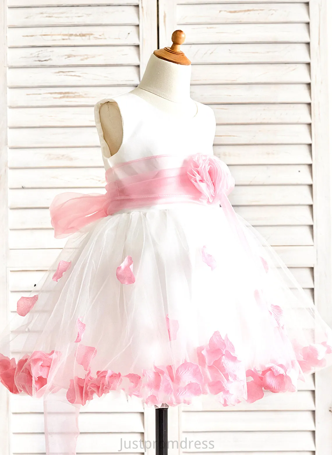 Claire Girl Flower(s) Dress With Sleeveless - Neck Scoop Flower Girl Dresses A-Line Flower Organza/Satin/Tulle Knee-length