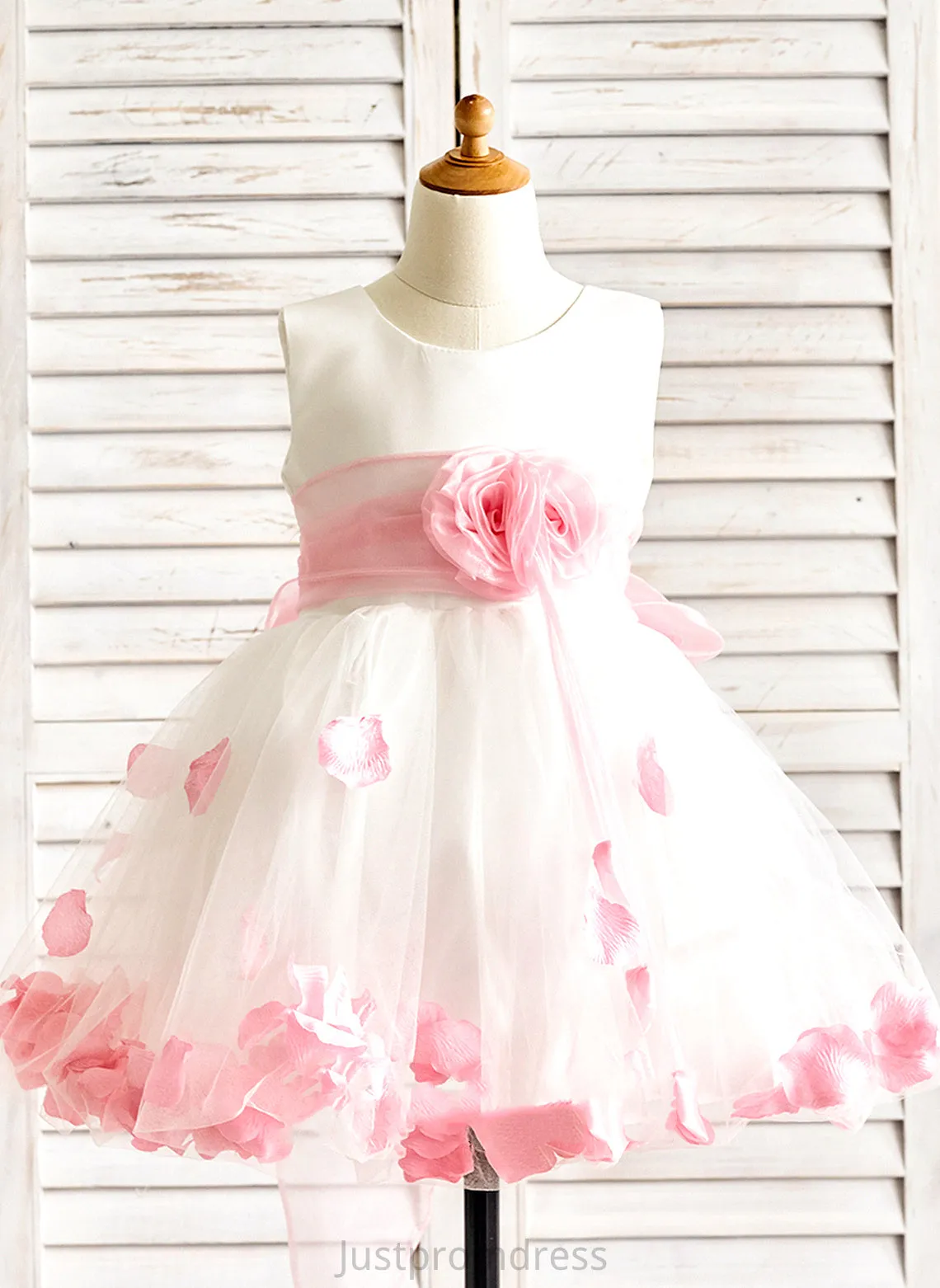Claire Girl Flower(s) Dress With Sleeveless - Neck Scoop Flower Girl Dresses A-Line Flower Organza/Satin/Tulle Knee-length