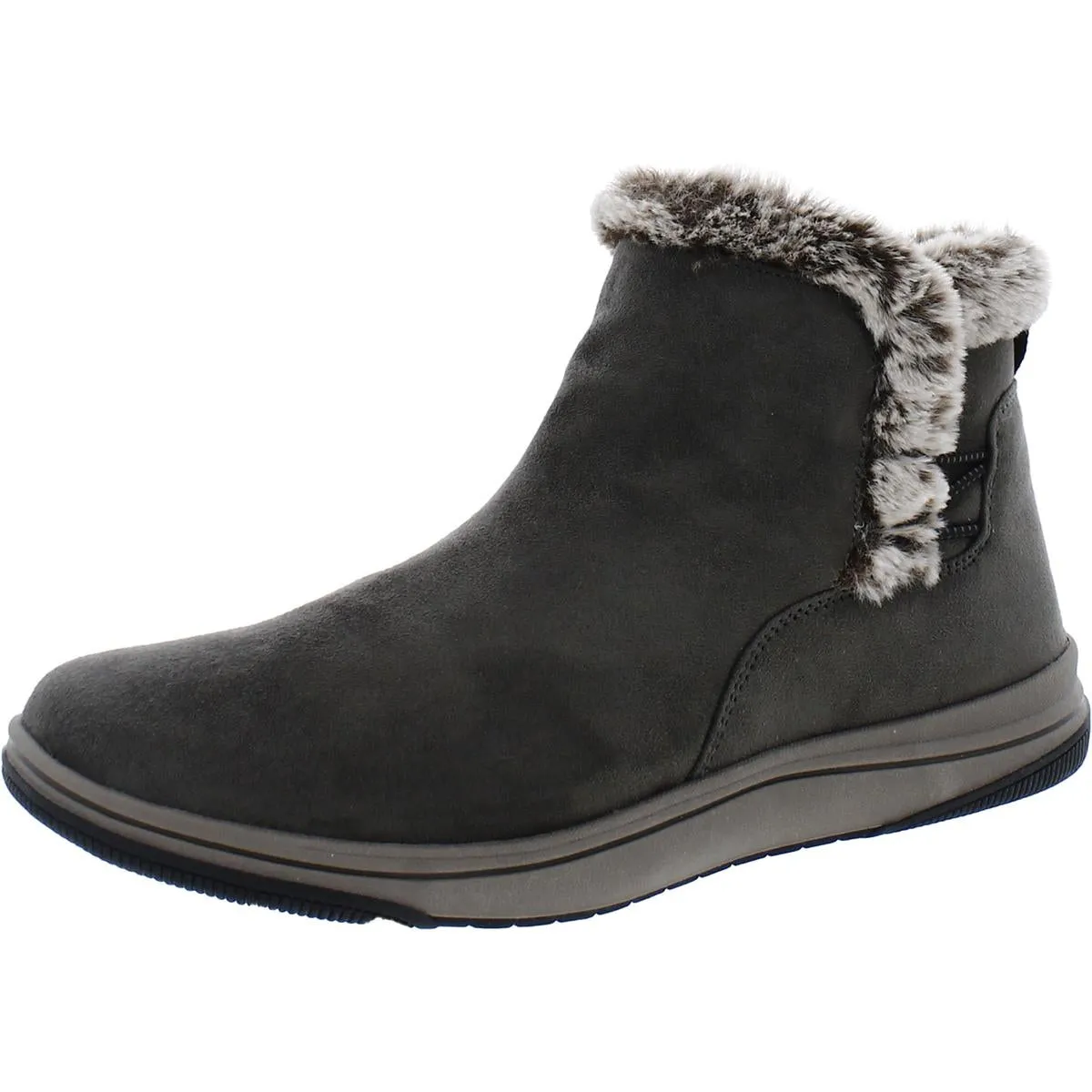Cloudsteppers by Clarks Womens Breeze Fur Faux Fur Lined Ankle Boots