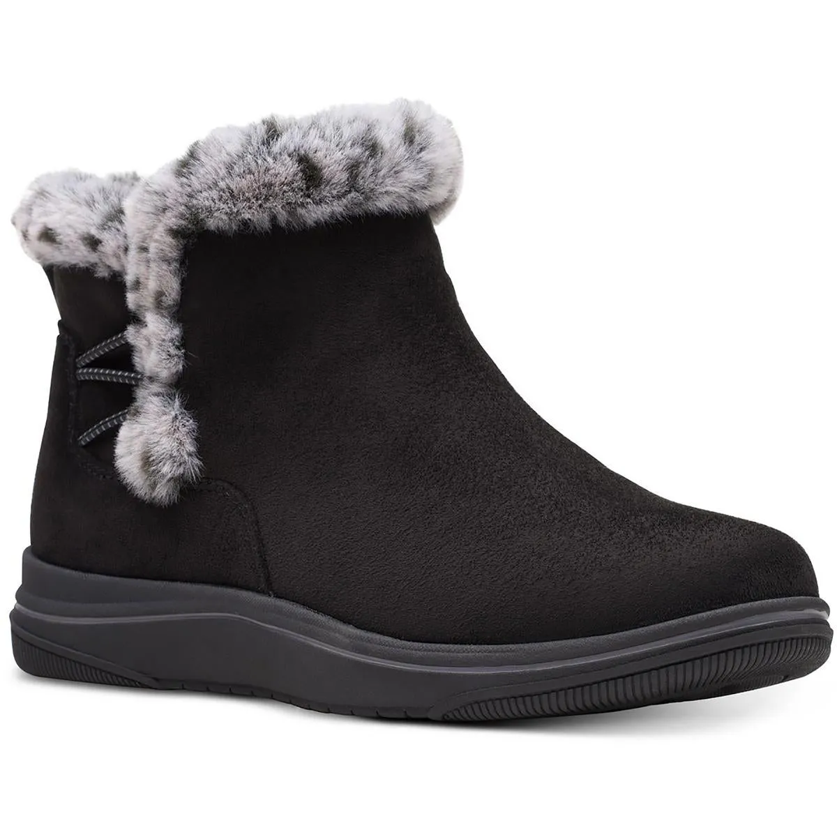 Cloudsteppers by Clarks Womens Breeze Fur Faux Fur Lined Ankle Boots