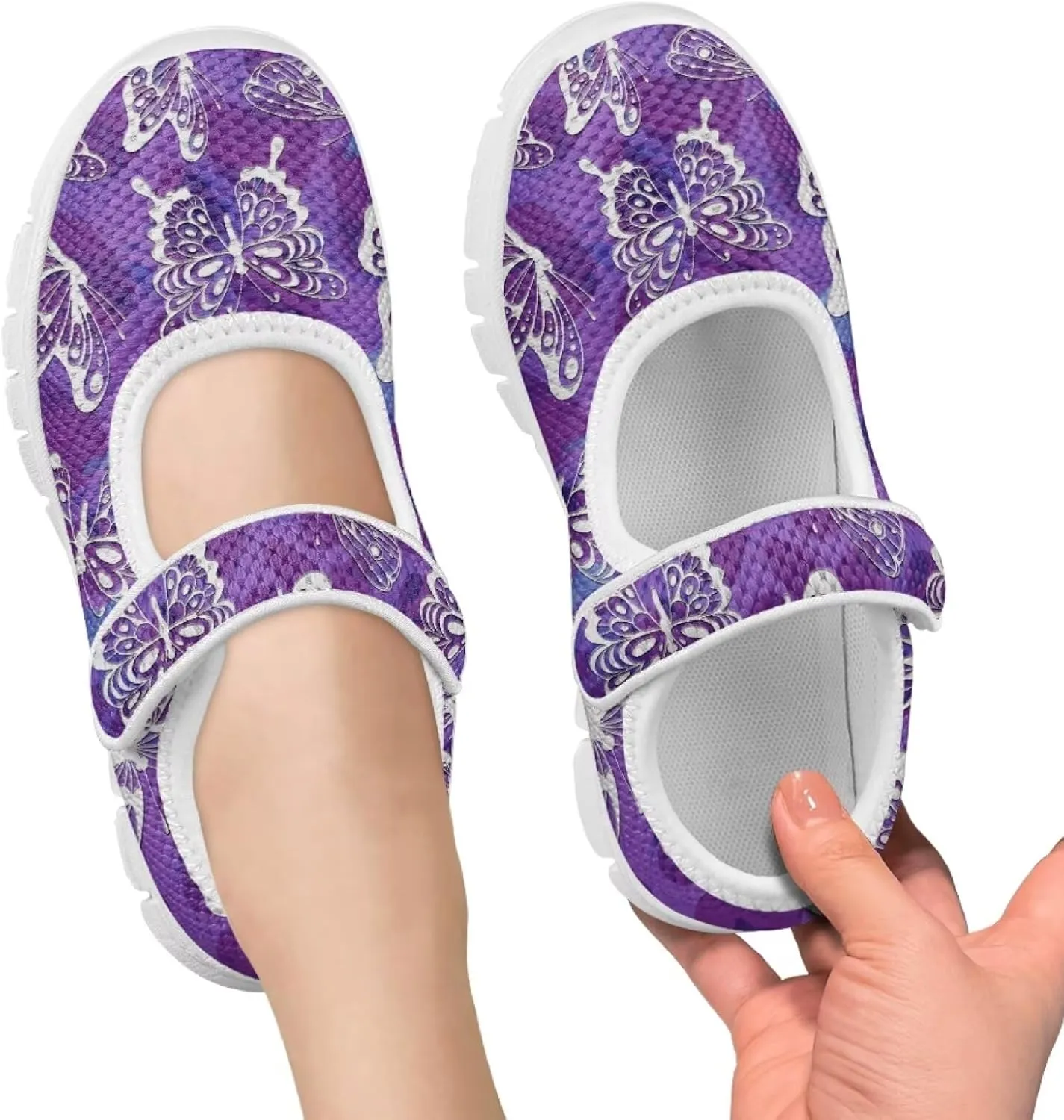 Coloranimal Mary Jane Flats Uniform Shoes for Girls Princess Shoes Girls' Flats Magic Sticker Shallow Mouth Dress Shoes with Anti Skid Sole