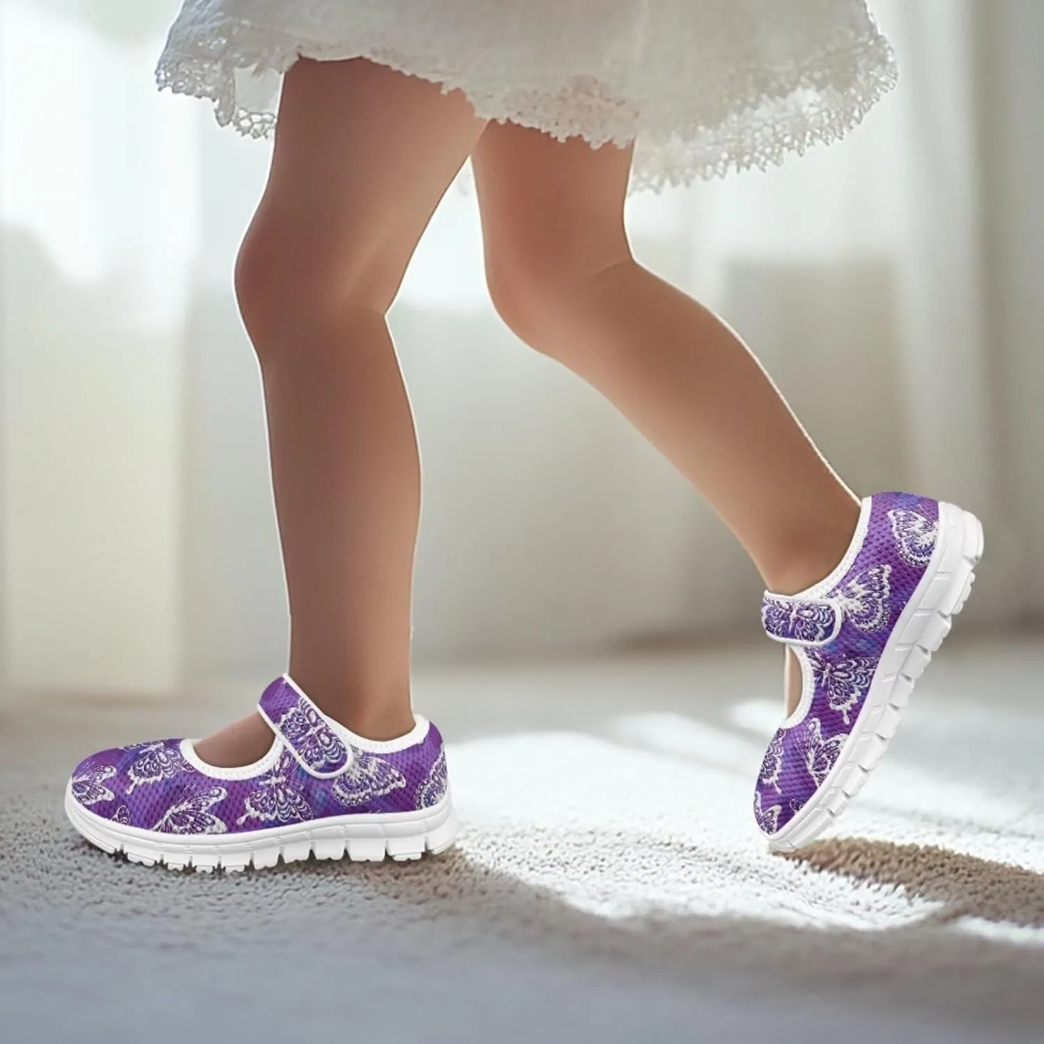 Coloranimal Mary Jane Flats Uniform Shoes for Girls Princess Shoes Girls' Flats Magic Sticker Shallow Mouth Dress Shoes with Anti Skid Sole