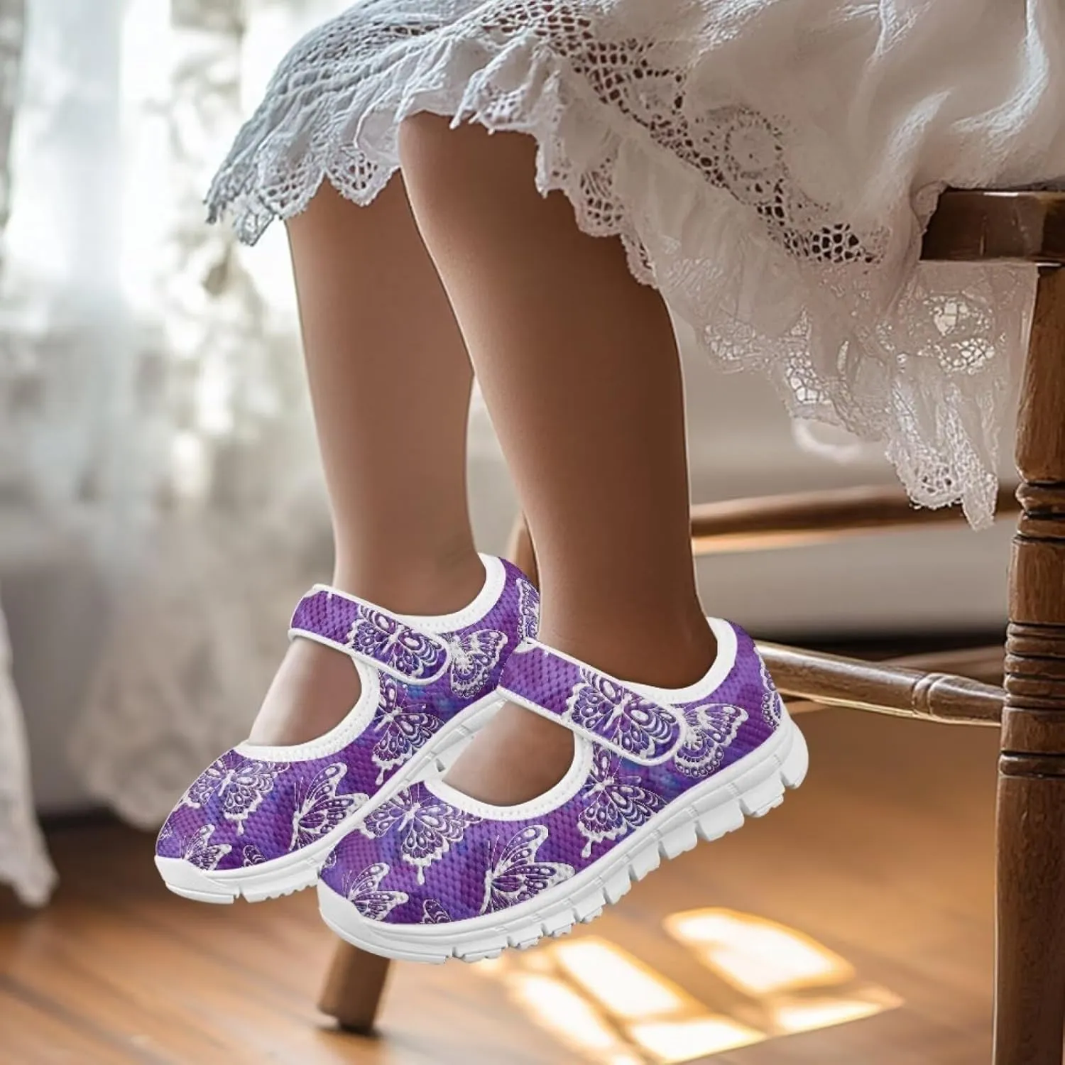 Coloranimal Mary Jane Flats Uniform Shoes for Girls Princess Shoes Girls' Flats Magic Sticker Shallow Mouth Dress Shoes with Anti Skid Sole