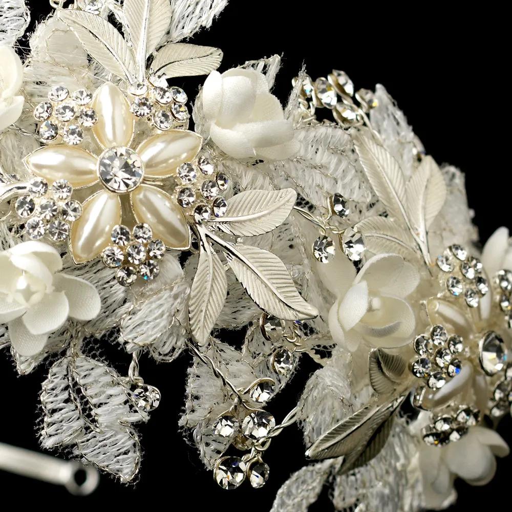 Crystal, Pearl lace Flower Bridal Headband