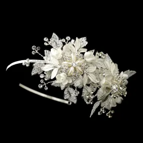 Crystal, Pearl lace Flower Bridal Headband