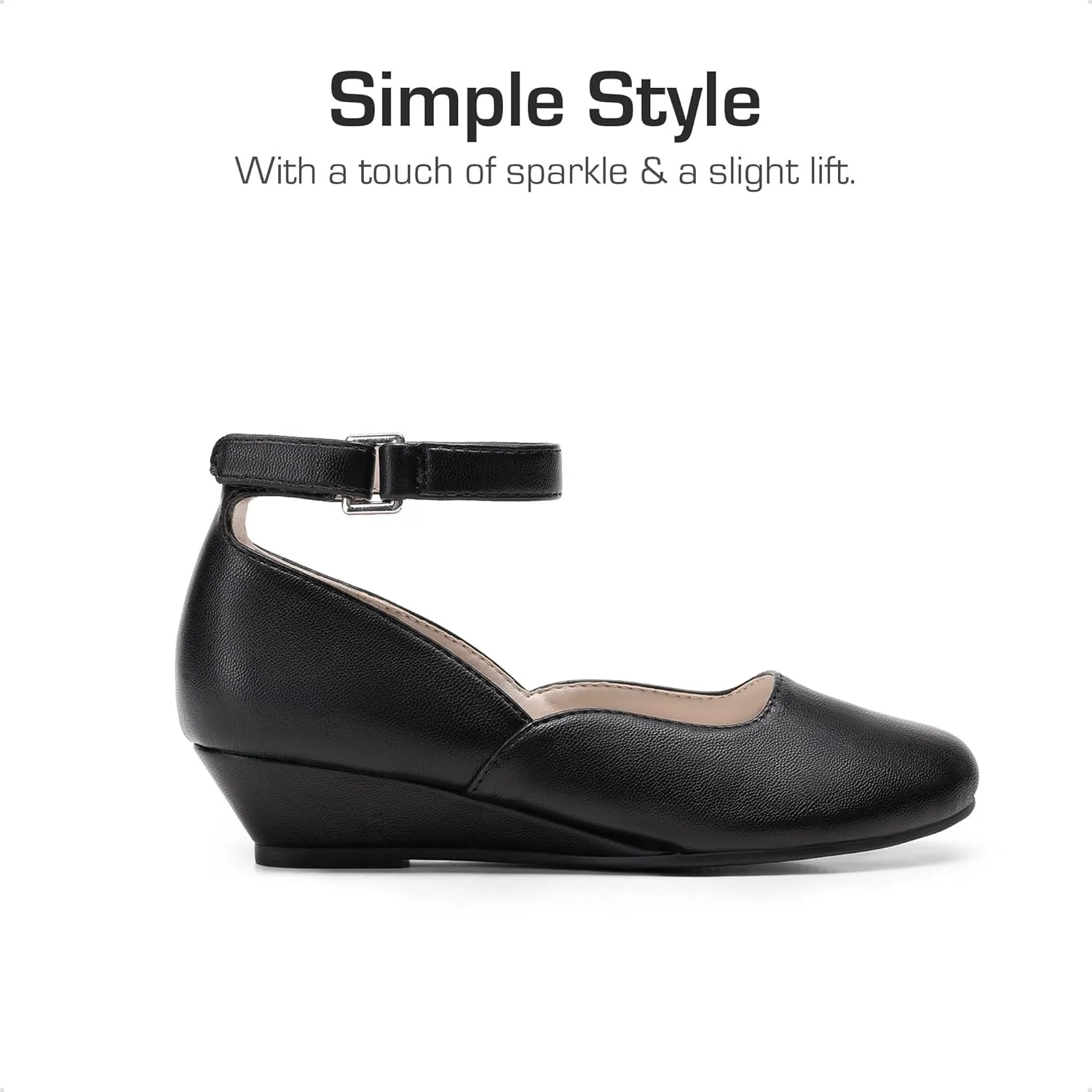 DREAM PAIRS Girls Dress Shoes Low Wedge Heels Ankle Strap Wedding Flower Party Pump for Toddler Little Big Kid