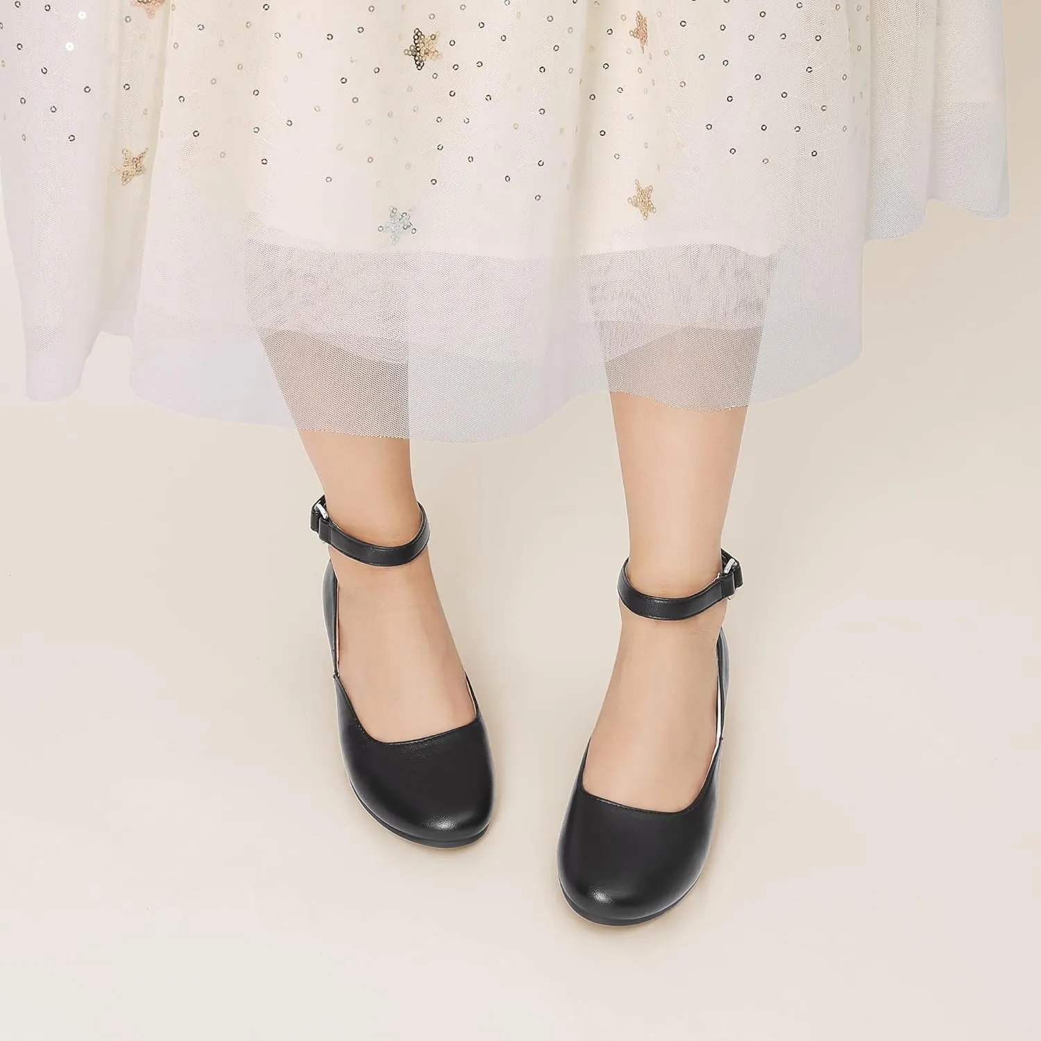 DREAM PAIRS Girls Dress Shoes Low Wedge Heels Ankle Strap Wedding Flower Party Pump for Toddler Little Big Kid