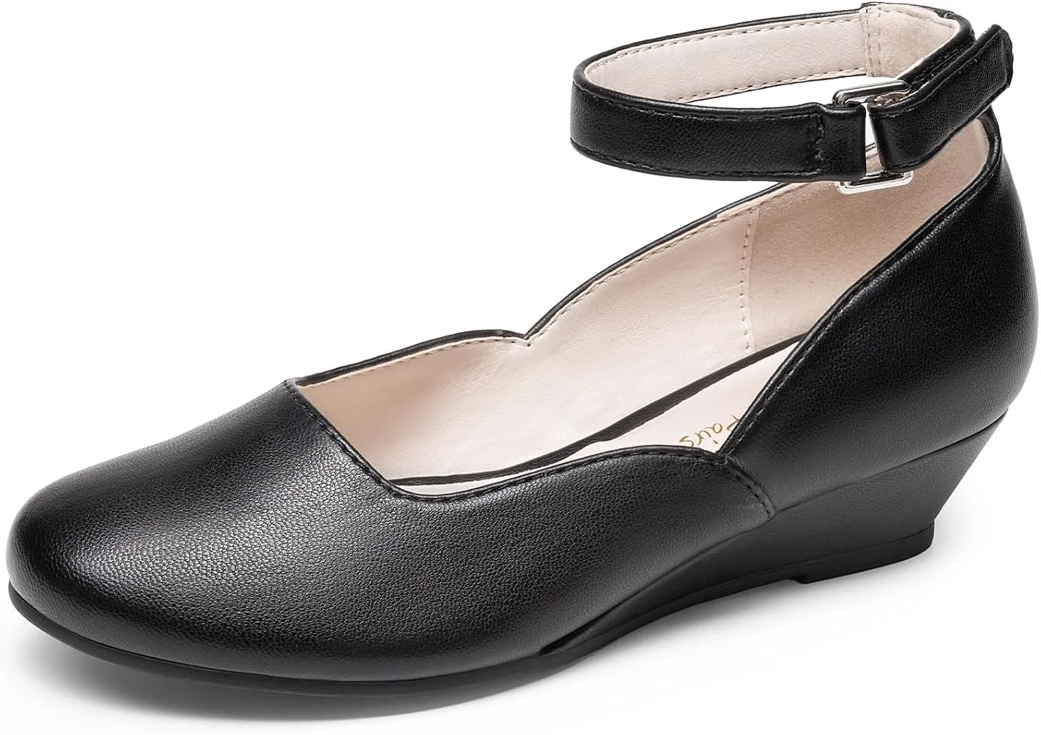 DREAM PAIRS Girls Dress Shoes Low Wedge Heels Ankle Strap Wedding Flower Party Pump for Toddler Little Big Kid