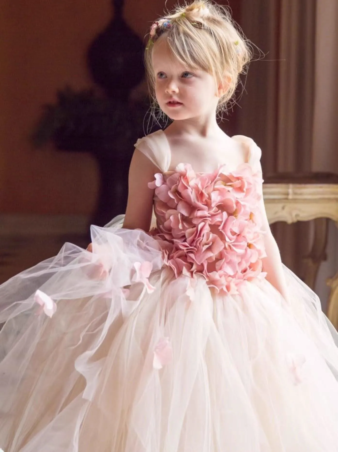 Dreamy Petal Fairy Dress Floral Wonderland Princess Dress Exquisite Floral Ball Gown