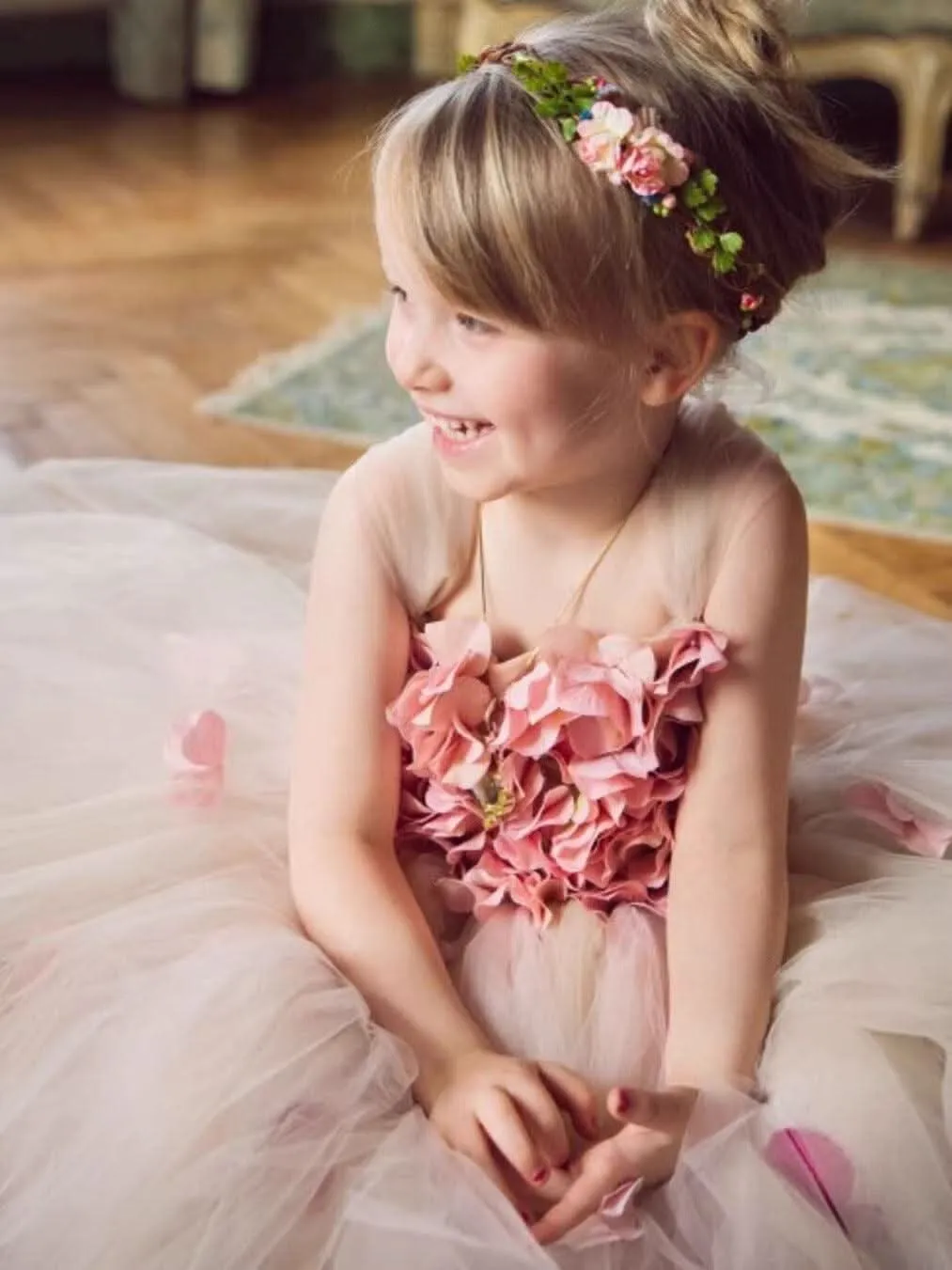 Dreamy Petal Fairy Dress Floral Wonderland Princess Dress Exquisite Floral Ball Gown