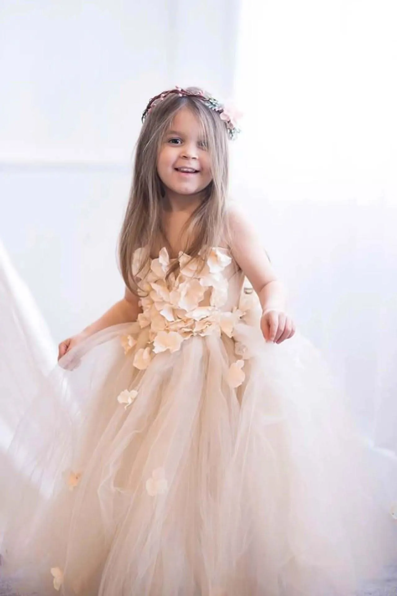 Dreamy Petal Fairy Dress Floral Wonderland Princess Dress Exquisite Floral Ball Gown