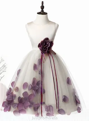 Dress Girl Alula Flower(s) Knee-length Sleeveless - With Flower Flower Girl Dresses Neck Scoop A-Line Satin/Tulle
