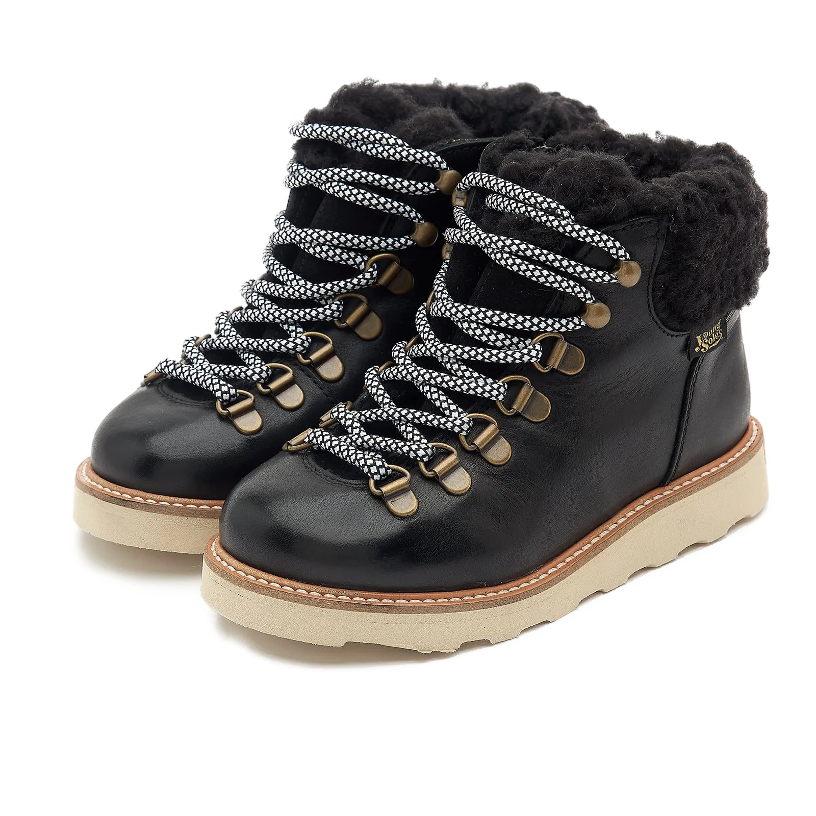 Eddie Fur Lined Leather Hiking Boot (Black)