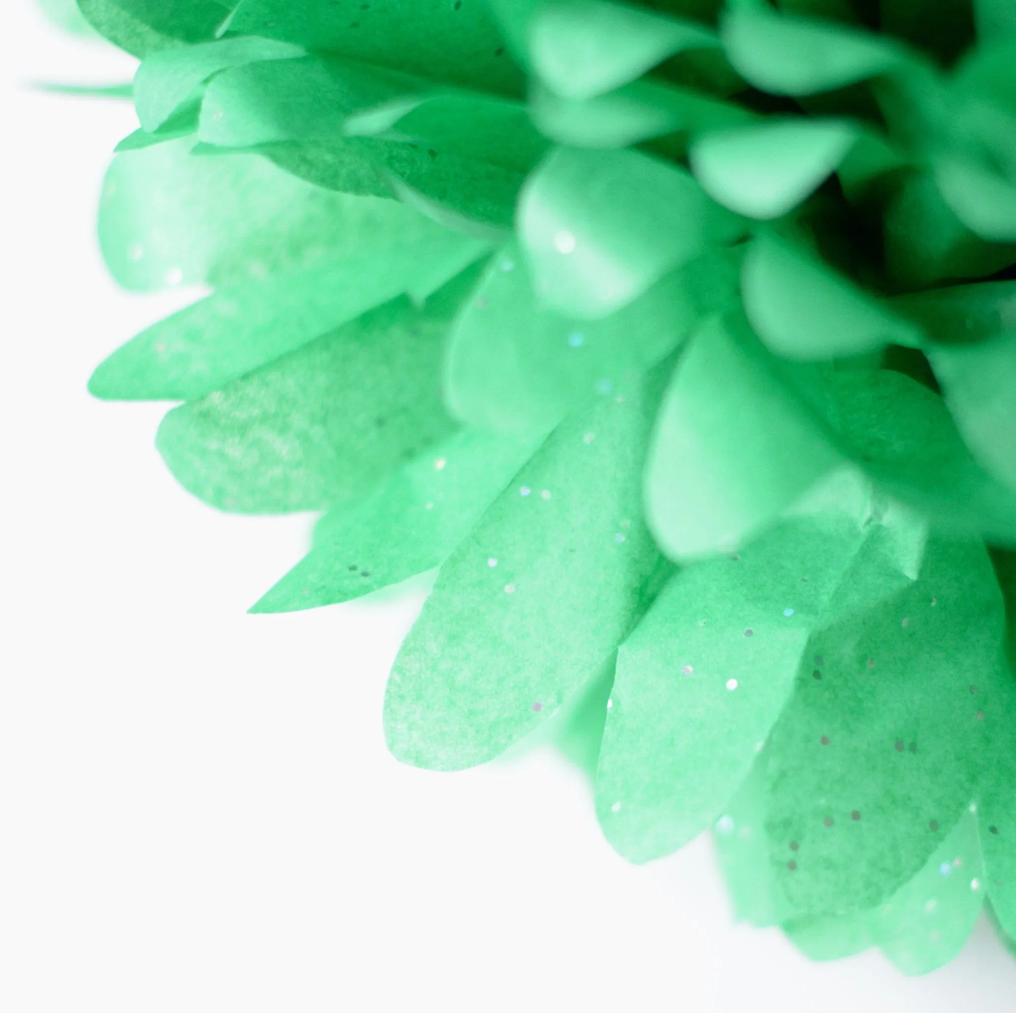 Emerald green with silver diamonds tissue paper pom poms