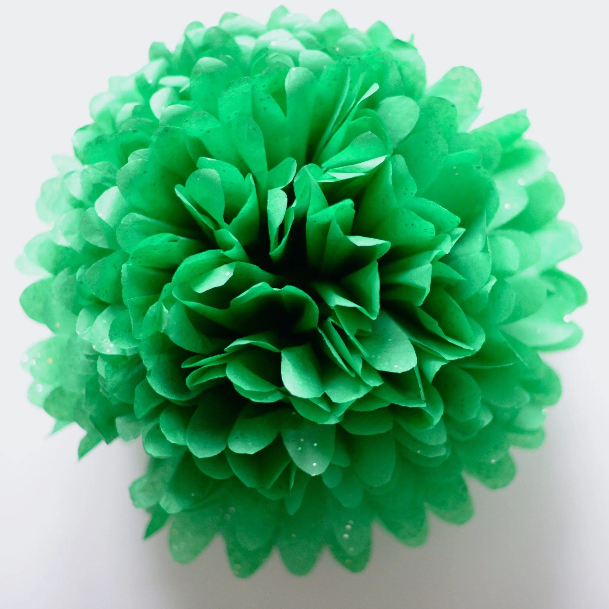 Emerald green with silver diamonds tissue paper pom poms