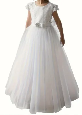 Emma - Cap sleeve Elegant First Communion/ Flower Girl Dress
