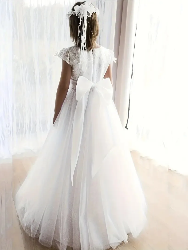 Emma - Cap sleeve Elegant First Communion/ Flower Girl Dress