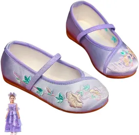 Encanto Costume Shoes for Girls Gorgeous Mary-Jane Ballet Pumps Comfortable Low Heel Round Toe Flats Floral Embroidery Shoes